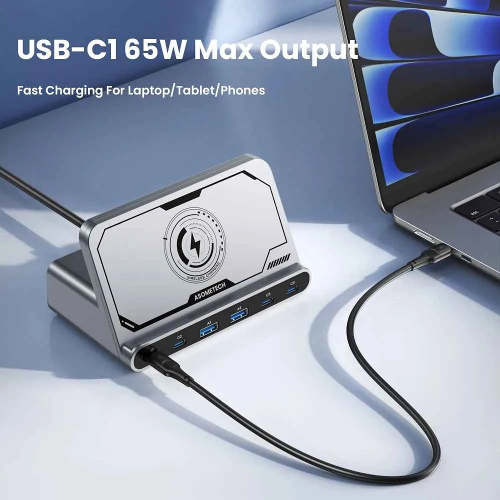 160W GaN 7-in-1 USB Charging Station | Wireless + 65W 45W PPS PD Fast Charger MacBook iPad iPhone Samsung