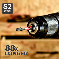 1" Pozidriv #2 PZ2 Impact Screwdriver Bit Set – Magnetic S2 Alloy Steel Power Bits (30–49 Pieces)