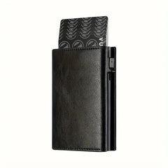 RFID Blocking Pop-Up Metal Card Holder Wallet with Zipper Coin Purse