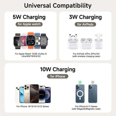 Apple 3-in-1 Magnetic Wireless Charger Stand | iPhone 17 16 15 Apple Watch 11 10 Ultra AirPods