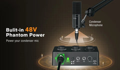 Audio Interface Mixer – 48V Phantom Power with Gain Control for XLR Condenser Microphones & Podcast Recording by Snagg An Audio Mixer
