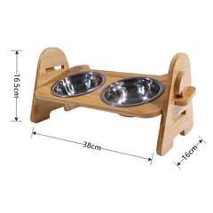 Elevated Stainless Steel Dog & Cat Bowls with Bamboo Stand by Snagg A Feeder