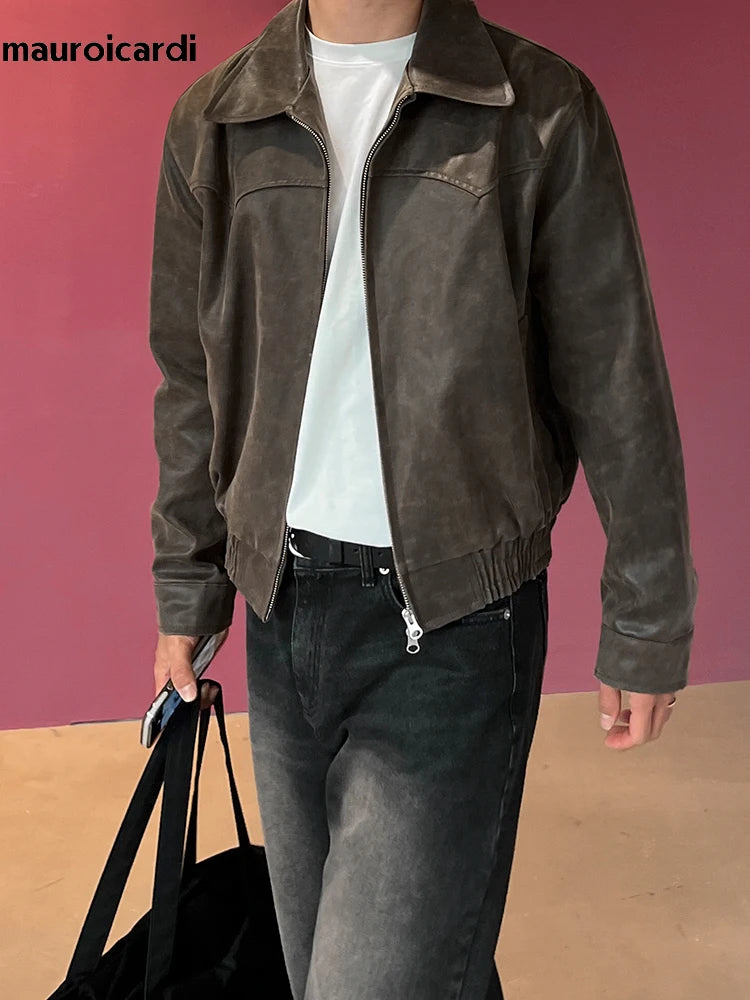 Vintage Distressed Brown PU Leather Jacket by Snagg A Jacket