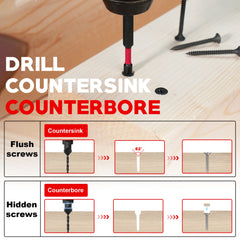 22pcs Countersink Drill Bit Set for Woodworking | Magnetic Extension Bit Holder Screwdriver Bits 1/4" Hex