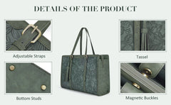 Women's Laptop Briefcase Tote 15.6" – Large Capacity 3-Layer Compartment Office Handbag
