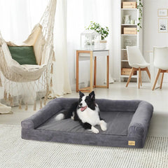 Orthopedic Pet Mattress with Bolster Sides & Washable Cover by Snagg A Pet Bed