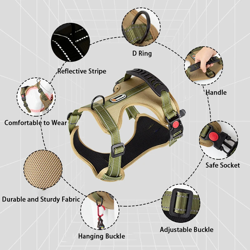 Adjustable Reflective Dog Harness by Snagg A Harness