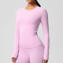 Women's Long Sleeve Yoga Shirt | Push-Up Gym Workout Top Dry-Fit Breathable High Elastic Sports