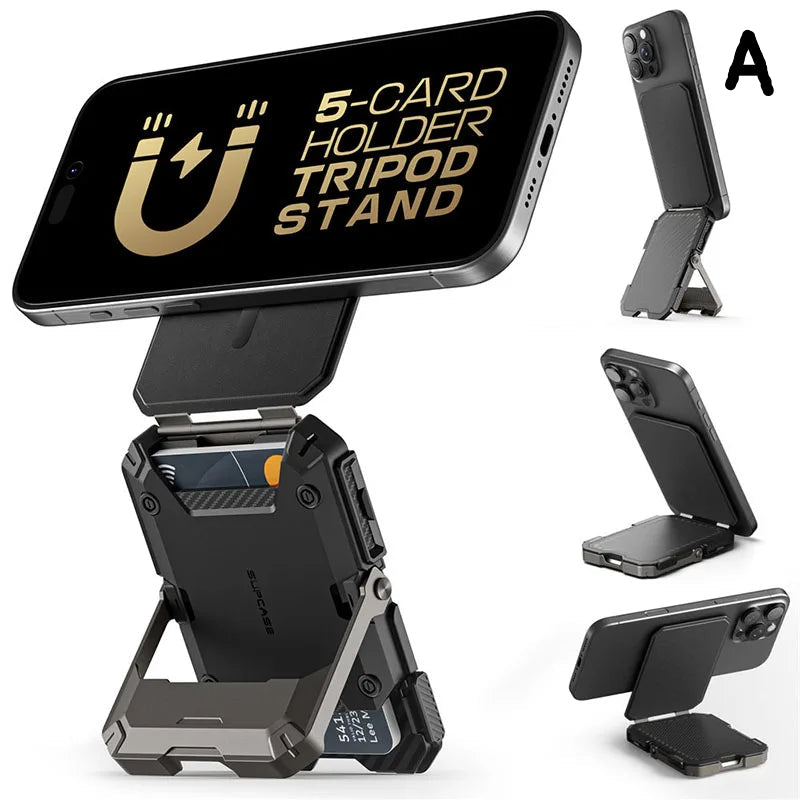MagSafe Compatible Magnetic Tripod Phone Stand with Card Holder by Snagg A MagSafe Wallet