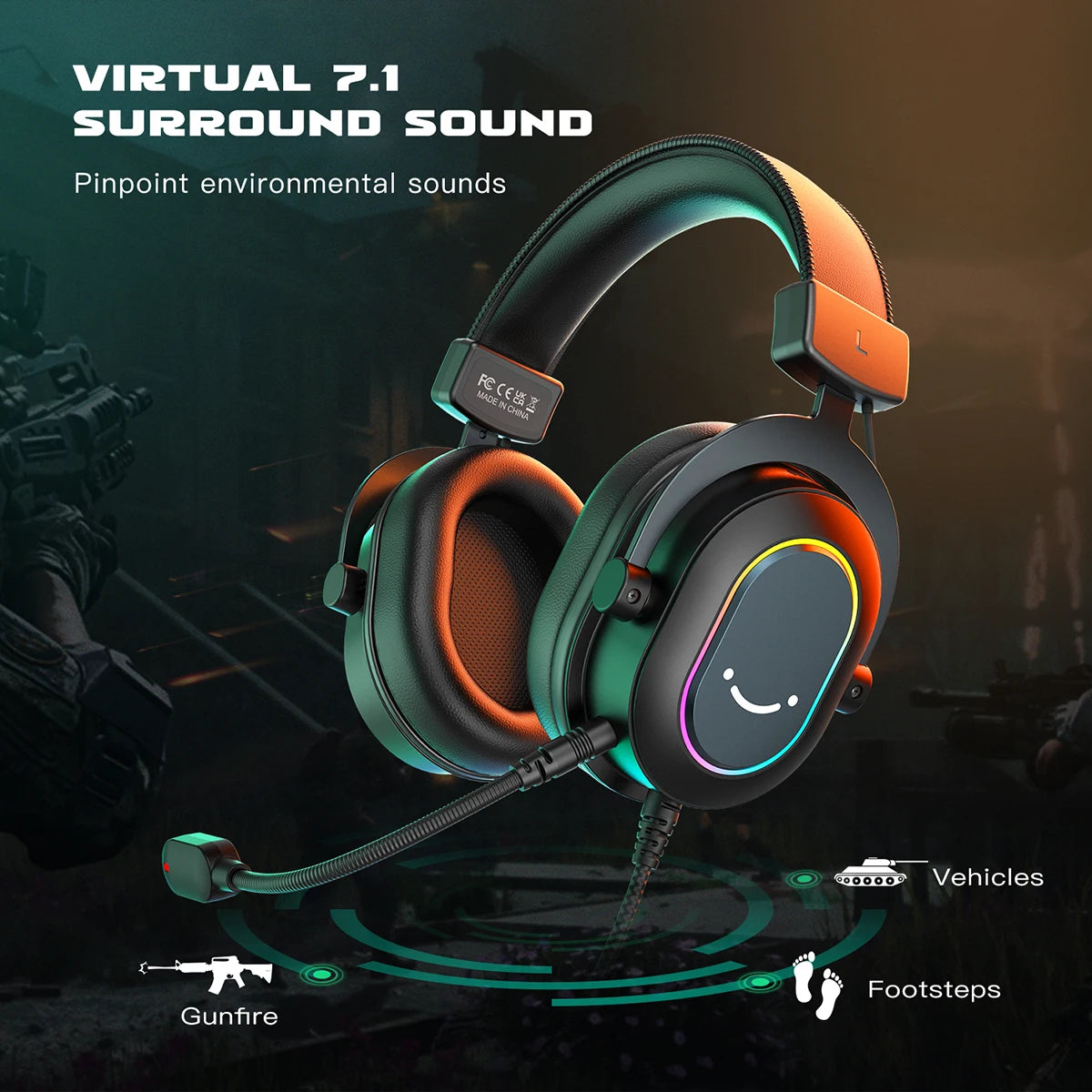RGB Gaming Headset with Mic & 3 EQ Modes for PC, PS4 & PS5 by Snagg A Gaming Headset