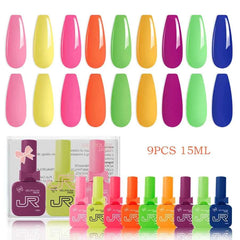 9pcs 15ml gel nail polish set Including Red Pink Nude - 10 Variants