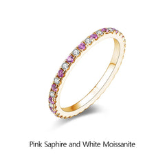 Round Moissanite & Sapphire Stackable Wedding Band by Snagg A Ring