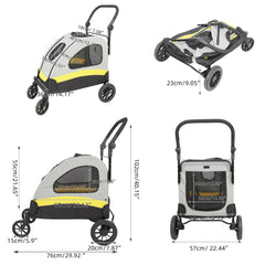 Premium 4-Wheel Foldable Dog Pram with Breathable Mesh by Snagg A Pet Stroller