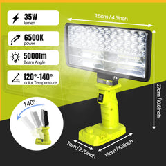 18V Cordless LED Work Light – 4000LM With USB-C Compatible With Ryobi 18V Lithium Battery