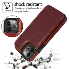 Double Button Wallet Flip Leather Case with Card Slot & Stand – for iPhone 14 Series - Phone Cases Covers