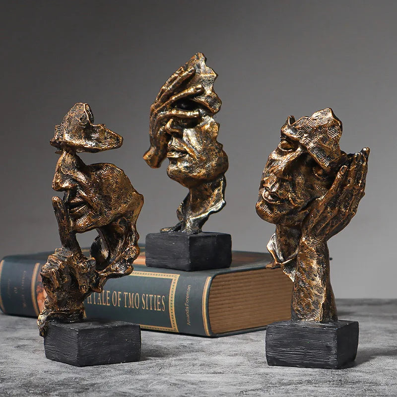 Abstract Resin Sculpture Set – “Silence Is Gold” by Snagg A Sculpture
