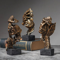 Abstract Resin Sculpture Set – “Silence Is Gold” by Snagg A Sculpture