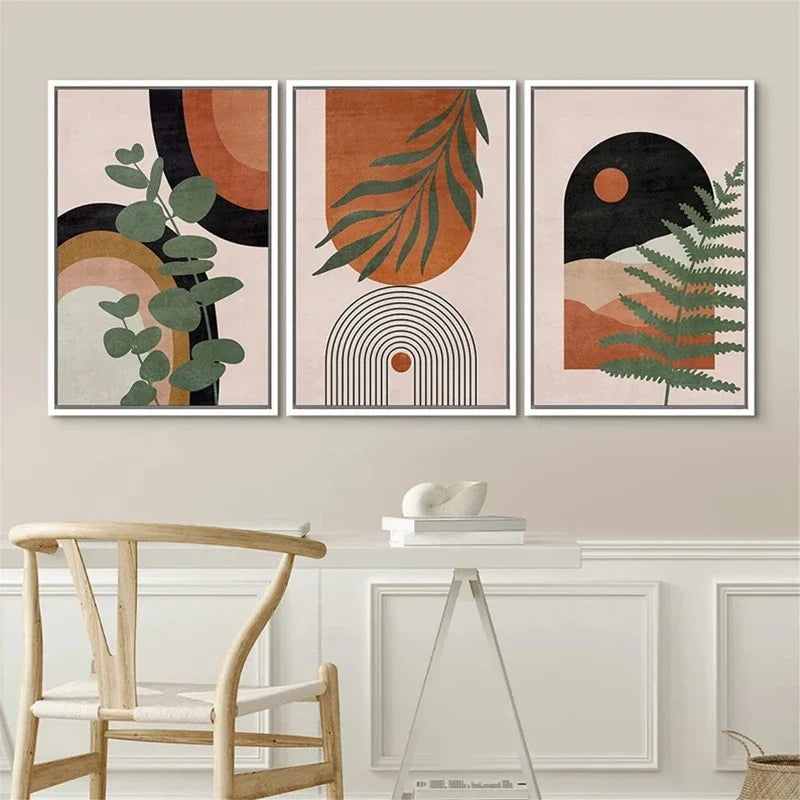 3-Piece Desert & Palm Leaf Abstract Wall Art by Snagg A Print
