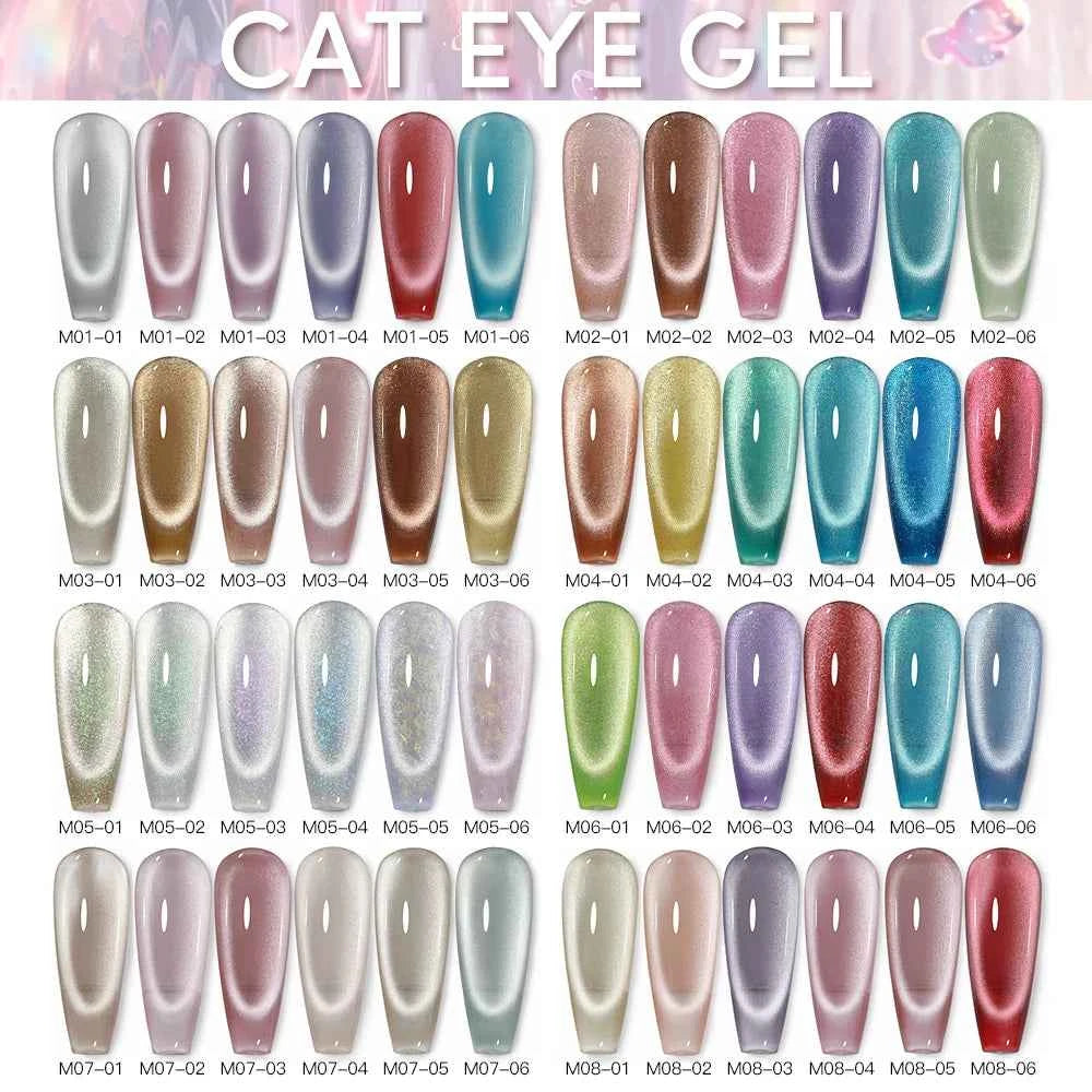 Professional 15ml Magnetic Crystal Cat Eye Gel Collection – 6 Piece High Pigment Red & Pink Reflective System
