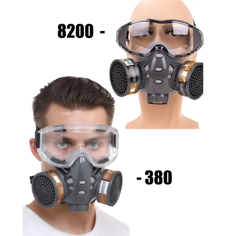 Gas Mask Respirator Set with Dual Charcoal Filters & Anti-Fog Glasses by Snagg A Face Mask