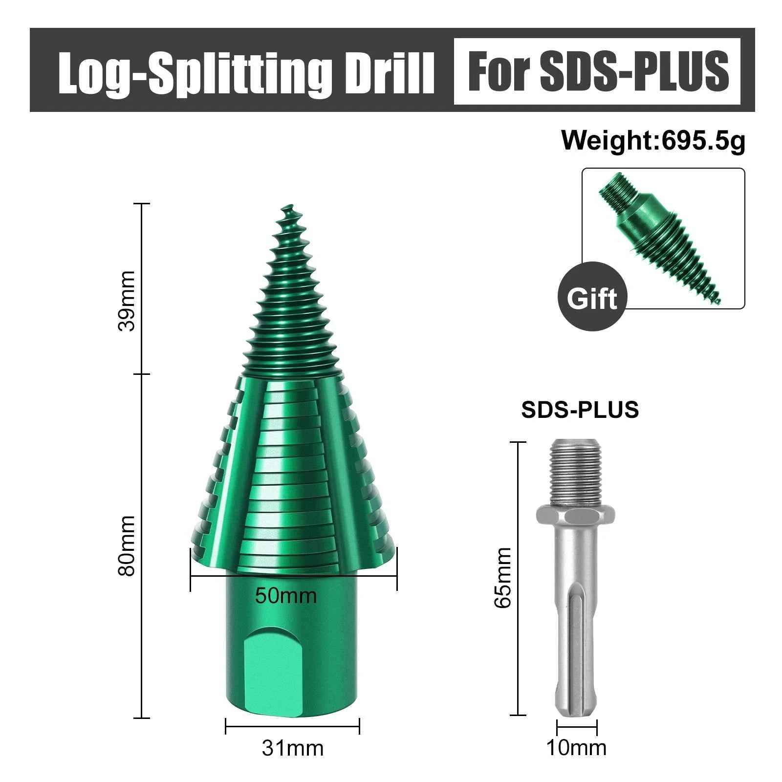 Heavy Duty Firewood Splitter Bit | Detachable Anti Stuck Log Splitting Auger