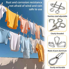 56pcs Complete Wire Rope Kit 25–50M | PVC Coated Steel Cable for Clothesline Guardrail Safety Camping