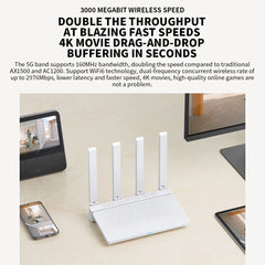 AX3000T WiFi 6 Router – Dual-Band 5GHz 160MHz with 1.3GHz Processor by Snagg A WiFi Booster