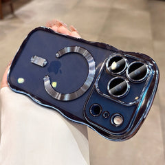 Wave Edge Plating Clear MagSafe Case – iPhone 15 Series - Blue / Phone Cases & Covers