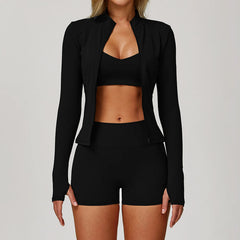 Women's 2/3-Piece Long Sleeve Yoga Suit | Sports Bra Running Workout Gym Tracksuit Athletic Wear