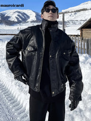 Oversized Waterproof & Windproof Faux Leather Jacket by Snagg A Jacket