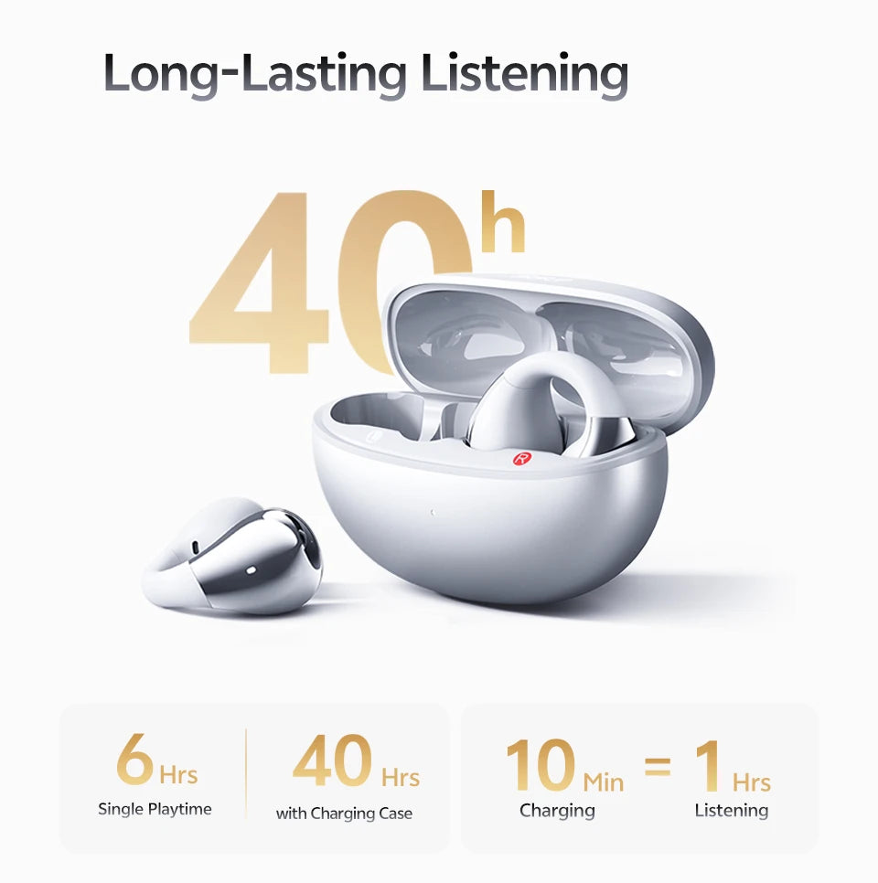 Open Ear Wireless Earphones – Hi-Res LDAC Bluetooth 6.0 Clip-On Sports Headphones with 40H Playtime by Snagg An EarBud