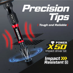 13 Pcs Impact Screwdriver Bit Set – Magnetic PH/SL/SQ/TORX 2" S2 Steel Bits with Color-Coded Base