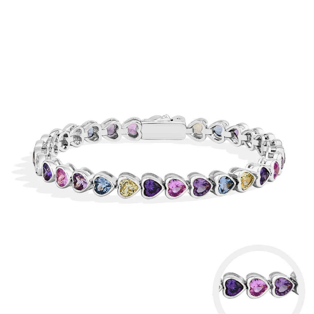 Heart-Shape Sapphire & Zircon Bracelet by Snagg A Bracelet