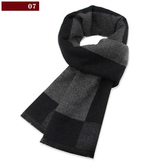 Men’s Luxury Wool Scarf — Cashmere Silk Blend Winter Plaid Shawl