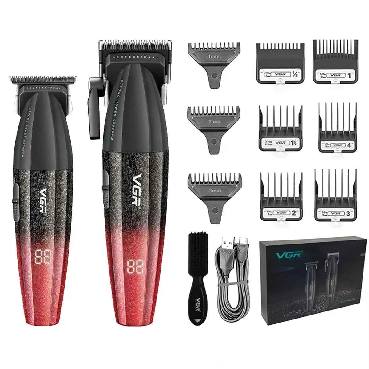 Professional Barber Combo V-640 – 9000 RPM Master Clipper & DLC Precision Trimmer Set with Advanced Turbo Technology