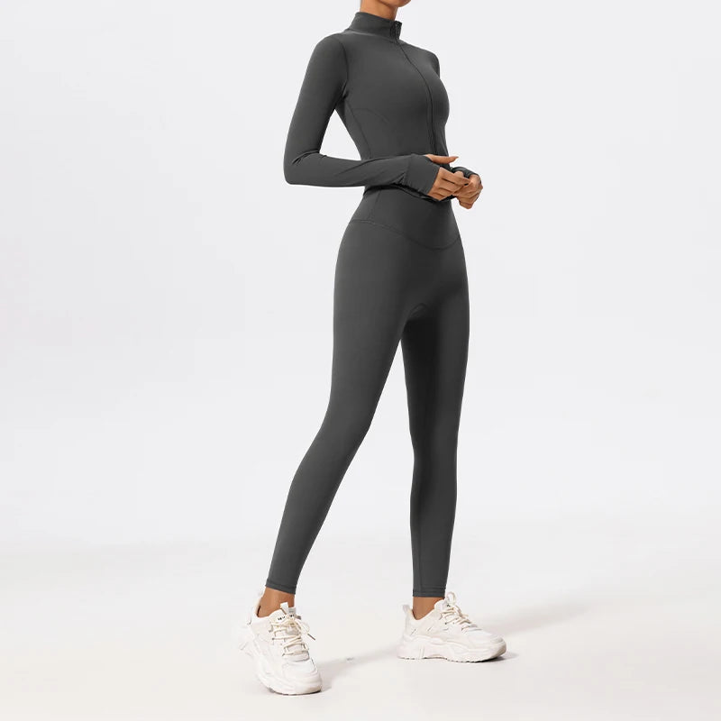 Women's 2-Piece Ultra-Soft Long Sleeve Gym Set | Quick-Dry Yoga Leggings Suit Sports Jacket