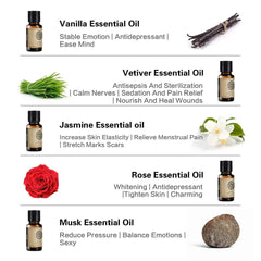 5 Bottles Signature Essential Oil Collection – 100% Pure 10ml Botanical Set for Diffusion, Skin Care & Artisanal Crafting