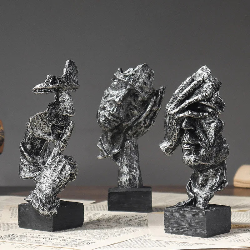 Abstract Resin Sculpture Set – “Silence Is Gold” by Snagg A Sculpture