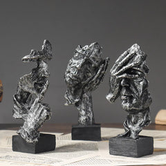 Abstract Resin Sculpture Set – “Silence Is Gold” by Snagg A Sculpture