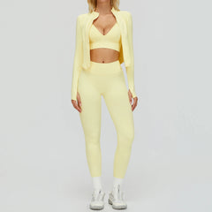Women's 2/3-Piece Seamless Yoga Set | Gym Workout Suit Fitness Bra Crop Top Long Sleeve Leggings