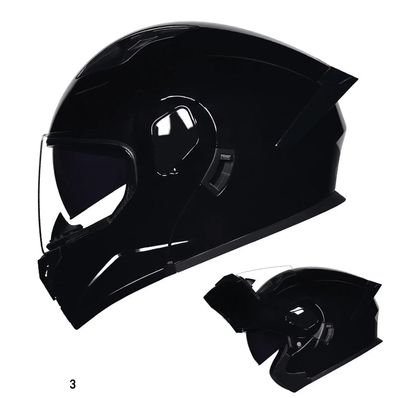 Dual Lens Flip-Up Full Face Motorcycle Helmet by Snagg A Motorcycle Helmet