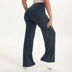 Women's Straight Leg Yoga Pants | Mid-Waist Naked-Feel Pilates Running Gym Leggings Sports Trousers