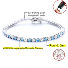 3.0mm D Color VVS1 Moissanite Tennis Bracelet - 5mm / 16cm / 925 Silvery - Bracelets