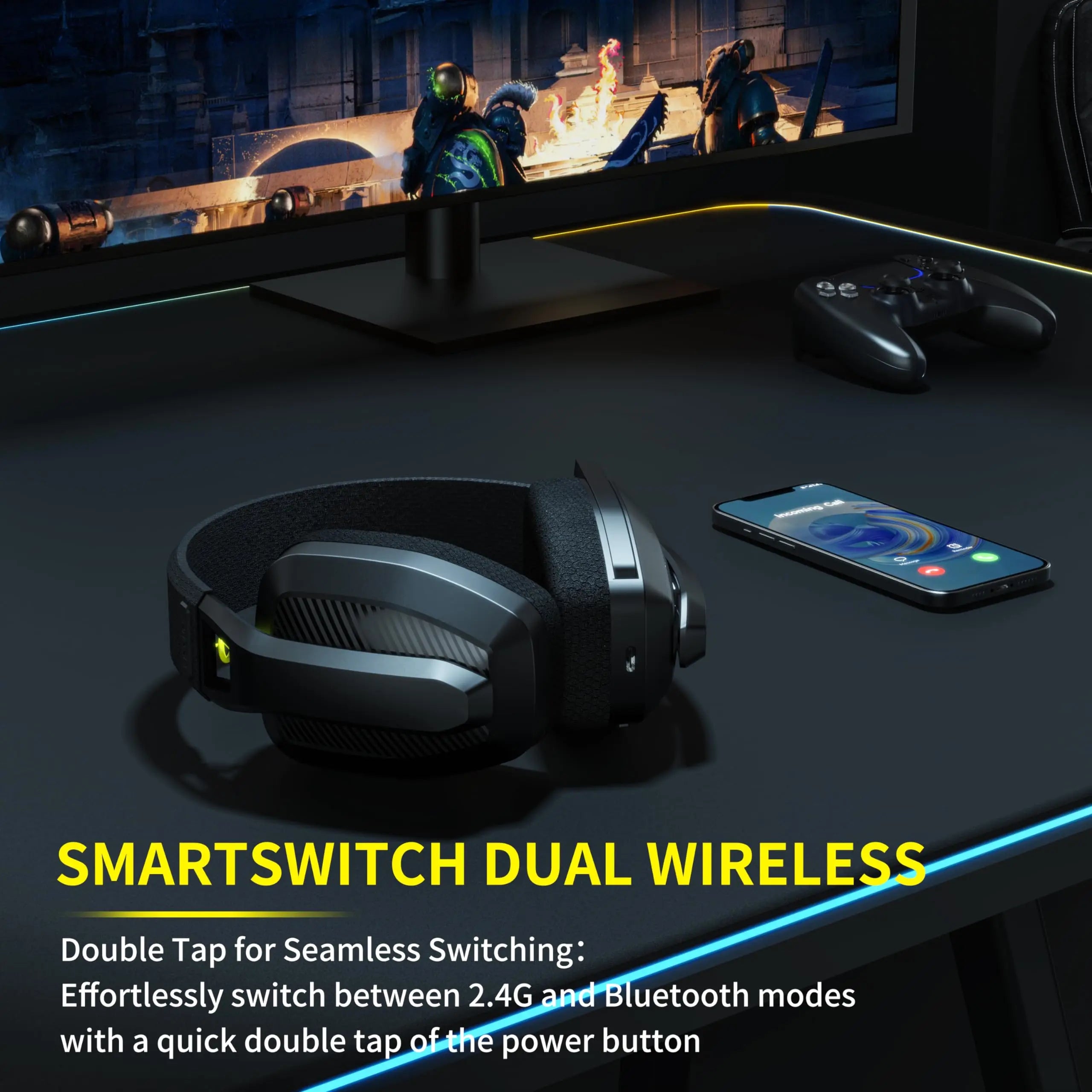 Wireless Gaming Headset 2.4GHz & Bluetooth Connectivity with Mic for PS5, PS4, PC & Mac by Snagg A Gaming Headset