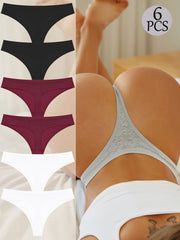Cotton G-String Thongs 6-Pack | Seamless Soft Low Waist Breathable Women's Underwear