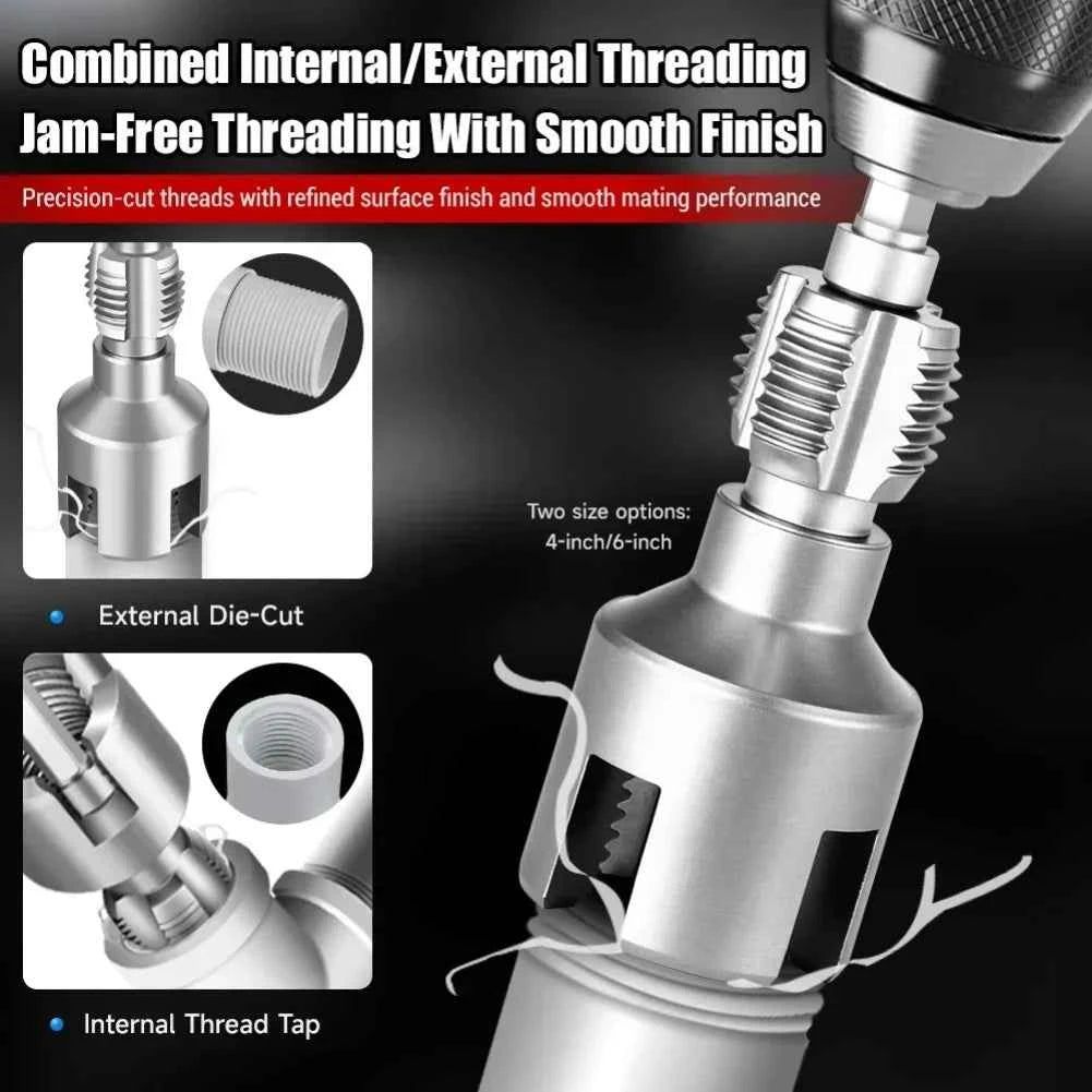 1 Set Professional PPR/PVC Water Pipe Threader & Triple Flute Counterbore Kit
