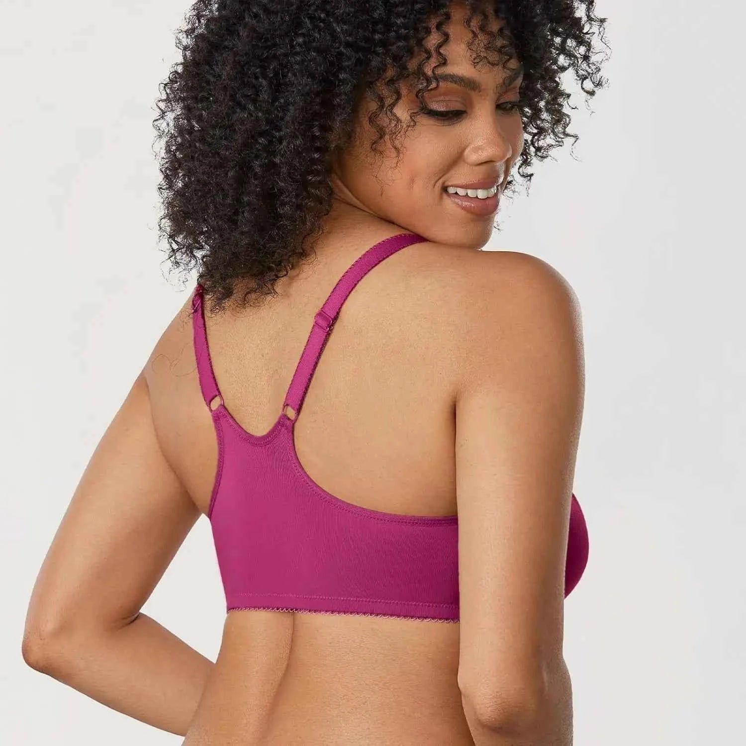 Plus Size Front Closure Racerback Bra | Underwire Plunge Full Coverage Supportive Unlined