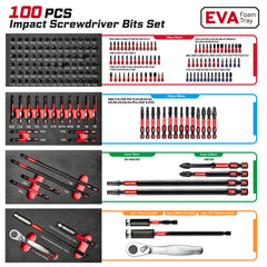 100pcs Screwdriver Bit Tool Kit | Impact Driver Bits FixEdge 3"/6" Bit Holder for DIY Power Tools