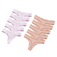 Seamless Cotton G-String 10-Pack | Breathable Thong Solid Colour Plus Size Women's Underwear