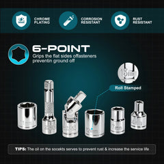 37-Piece 1/4" Mini Ratchet Socket Set – 4–13mm Magnetic Drive Handle, Extensions & Universal Joint for DIY & Car Repair